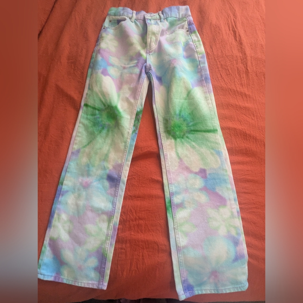 BDG Pastel Tie-Dye Floral High-Rise Jeans in Lavender, Mint & Sky